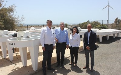 Rafael Larraz, director de I+D de Cepsa, Gabriel Megías Martínez, gerente del Instituto Tecnológico de Canarias, Joana Frontela, directora del Centro de Investigación de Cepsa, y Gonzalo Piernavieja Izquierdo, coordinador de I+D+i del Instituto Tecnológico de Canarias.